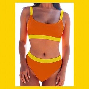 Women's Orange and Yellow Bikini Set.15